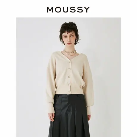 MOUSSY新品通勤正反两穿丁达尔简约百搭V领针织开衫010GS270-0850图片