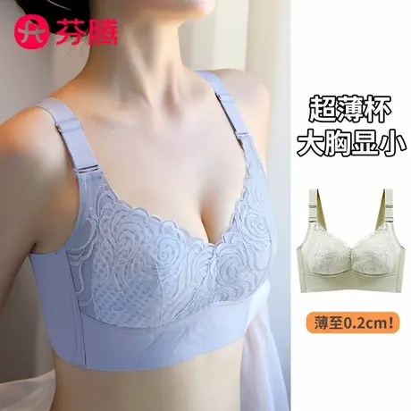 芬腾女大胸显小全罩杯超薄杯蕾丝透气内衣收副乳防下垂聚拢文胸罩商品大图