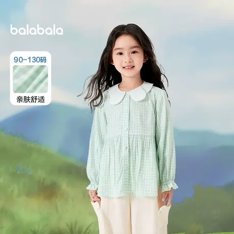 巴拉巴拉童装衬衫女童2025新款秋装长袖衬衫清新甜美文艺格子上衣图片