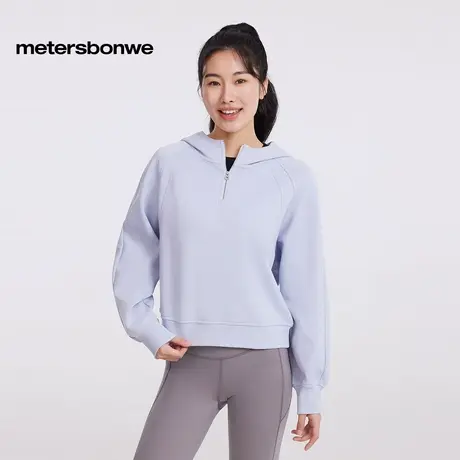 美特斯邦威卫衣女2025春季新款连帽拉链卫衣纯色百搭通勤舒适卫衣商品大图