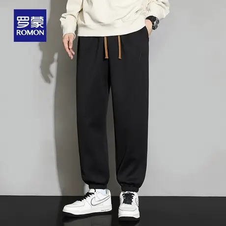 罗蒙男士潮流百搭休闲裤2025秋季新款抽绳松紧腰束脚裤宽松长裤男商品大图