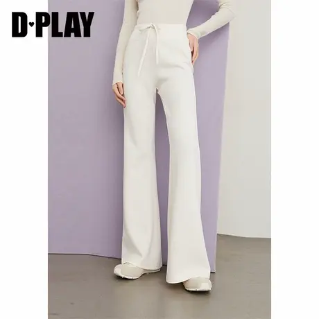 DPLAY2025年秋季新款白色裤子女休闲气质微喇裤运动裤喇叭裤长裤商品大图