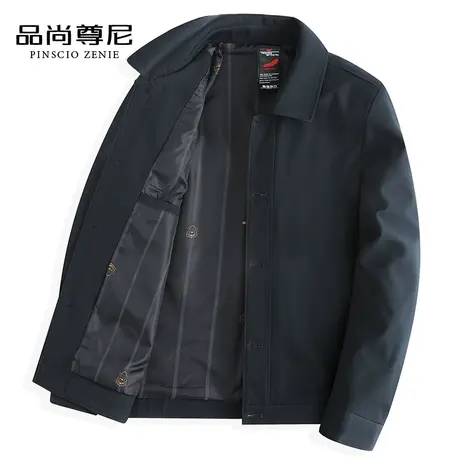 爸爸春装外套翻领休闲纽扣门襟50-60岁中老年男士夹克春秋爷爷装商品大图