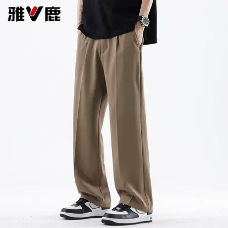 雅鹿纯色百搭垂感休闲裤2026春夏新款男青年时尚薄款舒适透气长裤商品大图