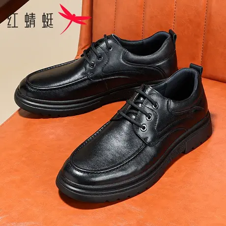 红蜻蜓男鞋2026春季头层牛皮商务休闲厚底男士皮鞋透气中年爸爸鞋商品大图