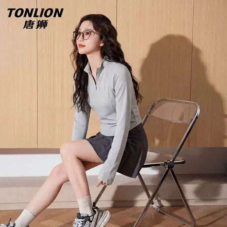 唐狮官方速干长袖t恤女2026新款春户外跑步运动衫短款修身上衣VC图片