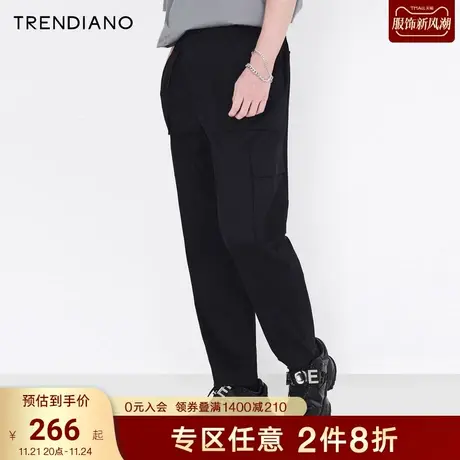 TRENDIANO官方潮牌男装立体多口袋松紧腰九分美式工装长裤休闲裤商品大图