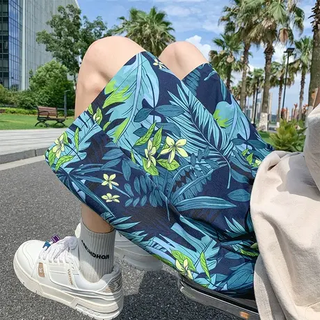 满印花短裤男夏季宽松休闲沙滩裤潮牌潮流海边度假大裤衩五分裤子商品大图