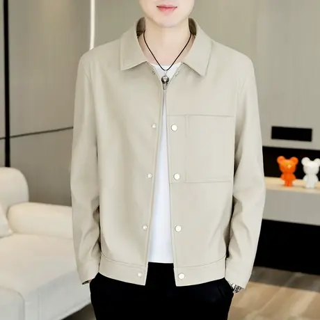 男士高端品质外套春秋季翻领时尚男装夹克休闲青年穿搭抗皱上衣服商品大图