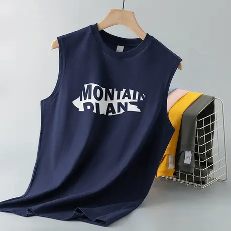 纯棉背心男士2024新款夏季宽松跨栏外穿全棉无袖t恤运动篮球坎肩商品大图