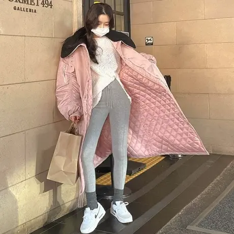 纯诗曼冬季女士棉衣过膝长款宽松大码时尚棉服学生羽绒棉保暖棉袄图片