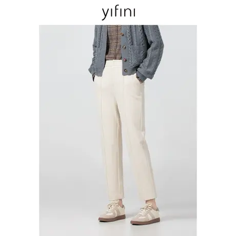 Yifini/易菲简约通勤休闲裤女秋冬新款显瘦小脚裤百搭九分裤商品大图