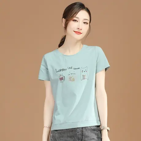 韩潮袭人宽松卡通刺绣圆领短袖T恤女2024夏季新款休闲百搭上衣图片