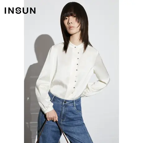 COVER2023春季醋酸提花纯手工扣袢缎面衬衫图片