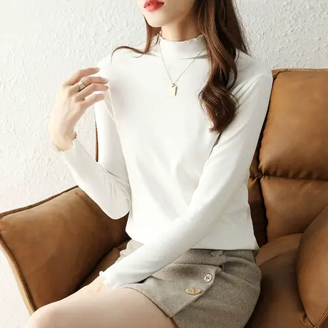 德绒打底衫女秋冬洋气半高领2023新款别致甜辣上衣设计感小众百搭图片