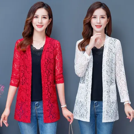 蕾丝小披肩女夏季短外套配吊带裙子的坎肩薄款防晒衣镂空外搭开衫商品大图