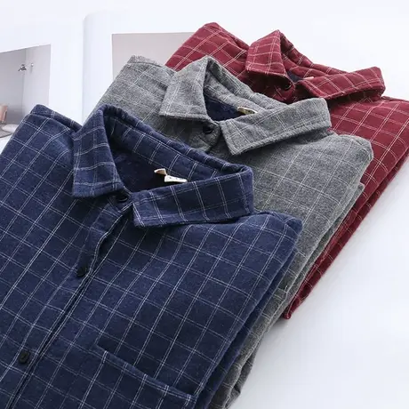 秋冬季韩版百搭加绒加厚保暖格子长袖衬衫女学生翻领宽松打底衬衣图片