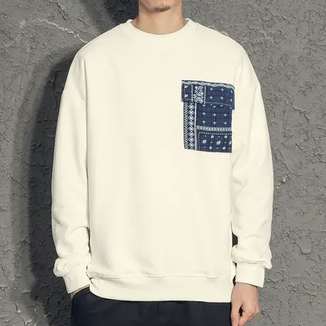 奕飏复古民族风拼布卫衣男宽松潮流百搭2020新款春秋款帅气外套图片