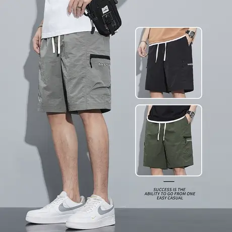 冰丝工装男士五分夏季小短裤男生2024新款宽松紧腰中裤子薄款夏装商品大图