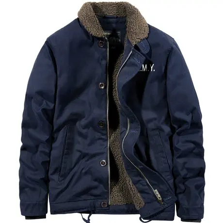 VIP冬季夹克男潮加绒加厚大码宽松纯棉工装外套仿羊羔毛棉衣棉服商品大图