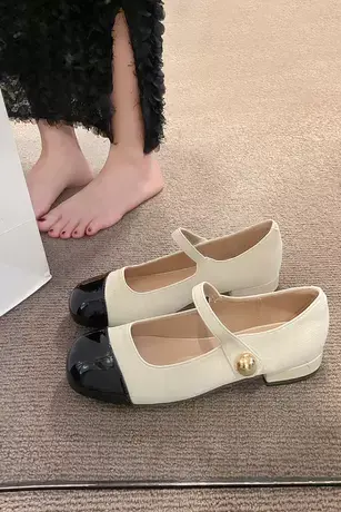 爆款复古百搭低跟平底单鞋女2023夏季新款软底豆豆鞋法式玛丽珍鞋图片