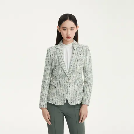 LANCY/朗姿秋季新款长袖小香风高级显瘦西装外套女亮片西服女奥莱图片