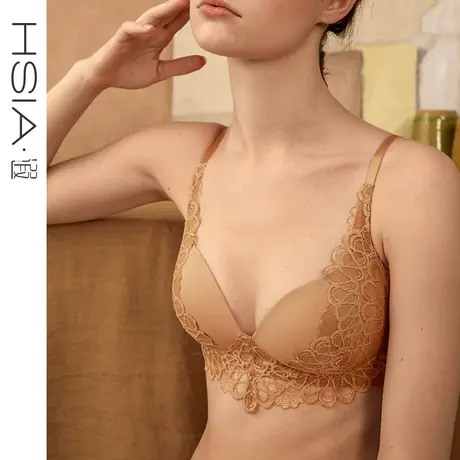 【断码清仓】遐3/4杯上薄下厚蕾丝文胸中小胸聚拢无钢圈内衣女商品大图