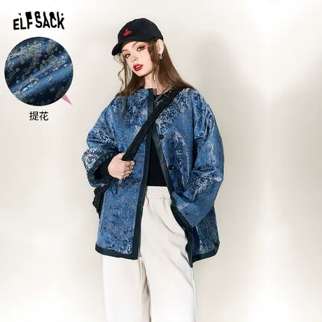 妖精的口袋新中式复古夹棉外套女2023冬季新款国风提花新年穿搭商品大图