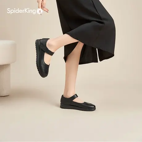 蜘蛛王官方旗舰店浅口圆头单鞋女魔术贴百搭舒适软底2024新款女鞋商品大图