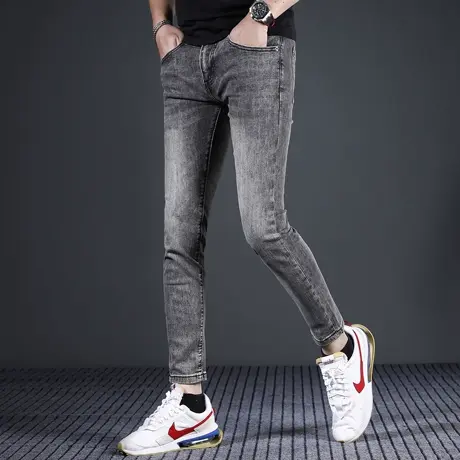 夏季九分牛仔裤男修身小脚薄款2024新款潮牌弹力男士裤子9分裤薄图片