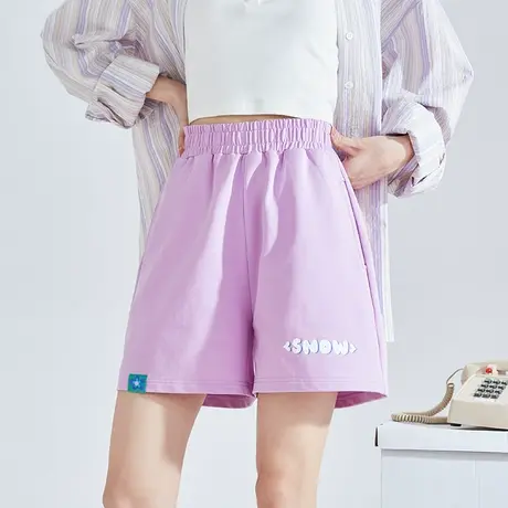 唐狮高腰休闲运动短裤女夏季黑色显瘦宽松白色阔腿运动裤女卫裤商品大图