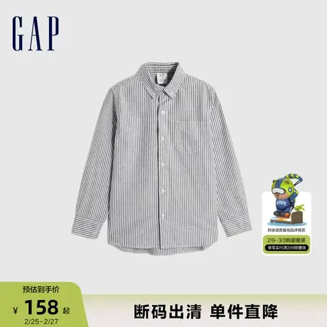【断码优惠】Gap男童春秋牛津布翻领休闲长袖衬衫休闲上衣730008商品大图