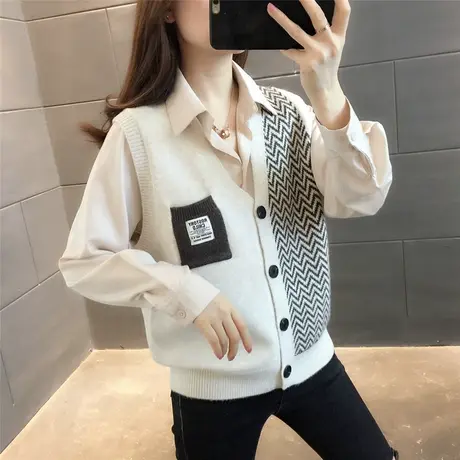 春装2023年新款无袖女士小香风针织衫开衫马甲女春秋洋气背心外搭商品大图