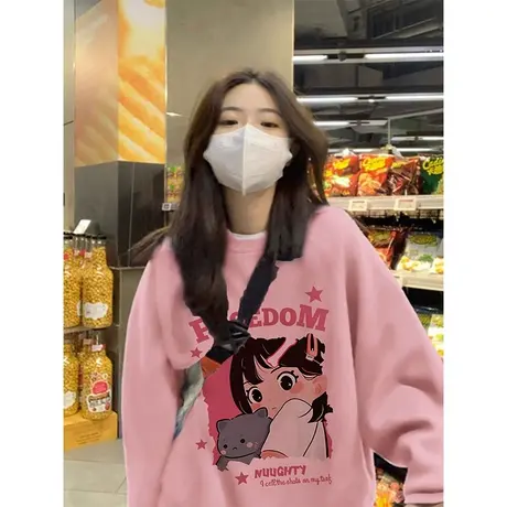 卫衣女2023新款爆款秋冬季女装中长款上衣学生宽松百搭长袖外套潮图片