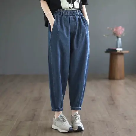 2023早春新款休闲高腰牛仔裤女灯笼裤子宽松显瘦垂感哈伦小脚长裤图片