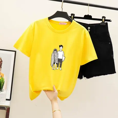 纯棉短袖t恤女ins潮2023春夏季新款百搭学生宽松显瘦半袖白色上衣图片