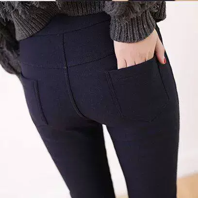 裤子女秋2023新款弹力小脚长裤大码胖mm女士九分加绒打底裤外穿冬商品大图