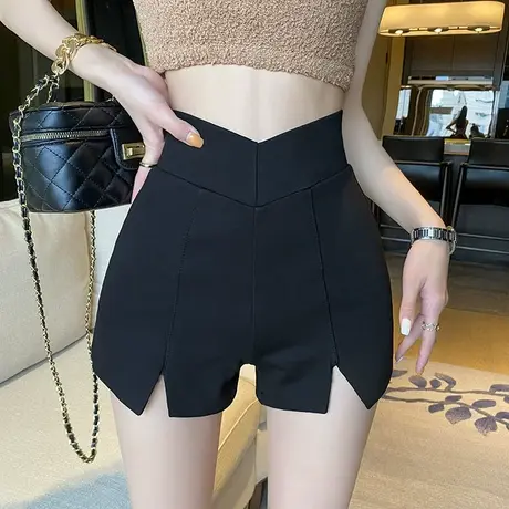 西装短裤女外穿秋季2023春夏新款高腰修身a字小个子黑色打底热裤商品大图