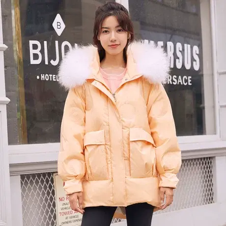冰洁女士宽松连帽常规羽绒服休闲居家商品大图