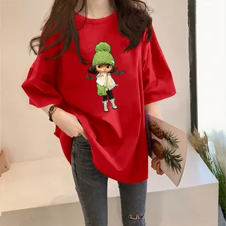 中长款短袖t恤女宽松潮2023年夏季新款ins半袖网红原宿上衣t桖图片