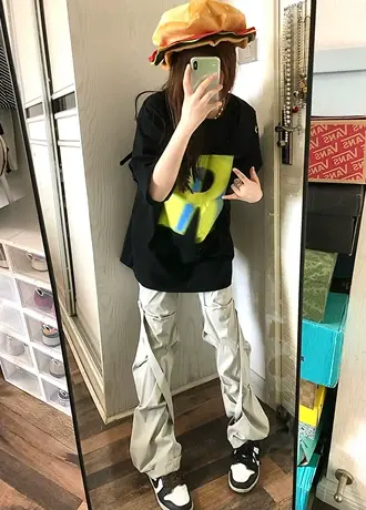 复古国潮oversize大码纯棉t恤短袖女潮ins夏季新款小众设计感上衣商品大图