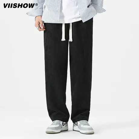 VIISHOW灯芯绒裤子男款秋冬款季高街垂感直筒阔腿裤运动休闲长裤商品大图