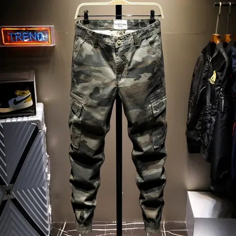 春夏季款潮牌工装裤男士休闲长裤子男宽松百搭迷彩裤男香港潮牌商品大图