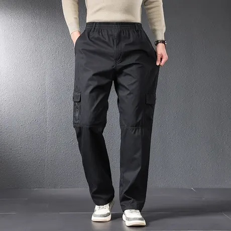 工装裤男款春秋款加厚爸爸裤子宽松直筒男士休闲裤大码中老年男裤商品大图