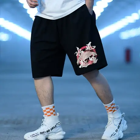 胖子五分裤潮牌嘻哈加肥加大码男宽松篮球运动潮流国潮短裤男中裤图片