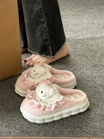 包头毛毛拖鞋女秋季外穿高级感2023新款女士拖鞋家居室内防滑凉拖商品大图