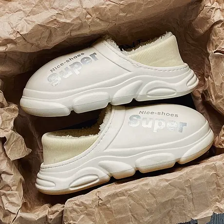 雨鞋男秋冬季新款潮流防水防滑加绒耐磨保暖棉套内胆棉拖鞋情侣鞋商品大图