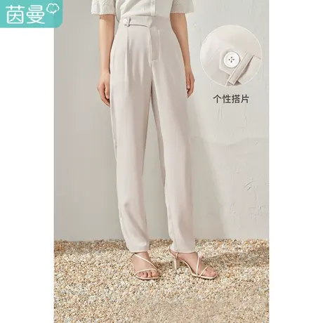 【商场同款】茵曼直筒通勤长裤女士2023夏季新款显瘦烟管宽松裤子图片