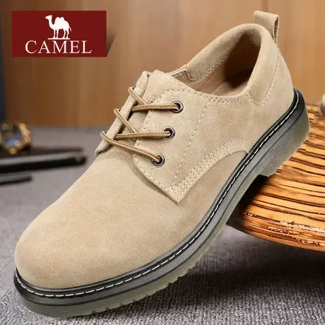 Camel/骆驼男鞋春秋季款真磨砂牛皮低帮工装系带大头户外休闲鞋潮商品大图
