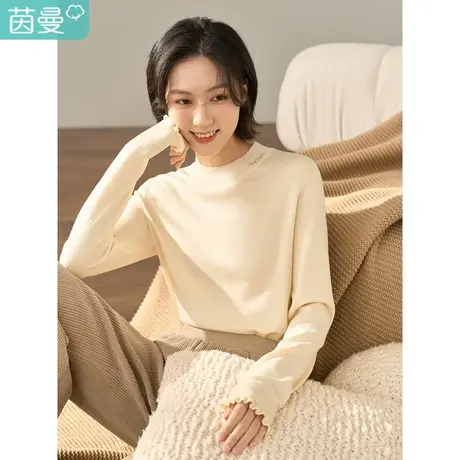 【商场同款】茵曼2022冬女装新款局部小绣花恒温保暖打底针织衫图片